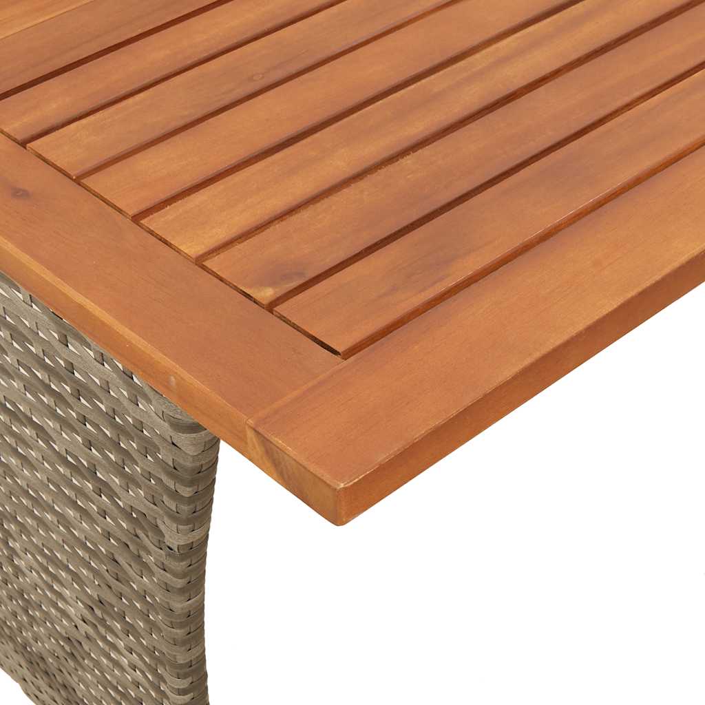 Outdoor Table Garden Acacia Wood Top 105X75X72 Cm Poly Rattan beige black grey 1