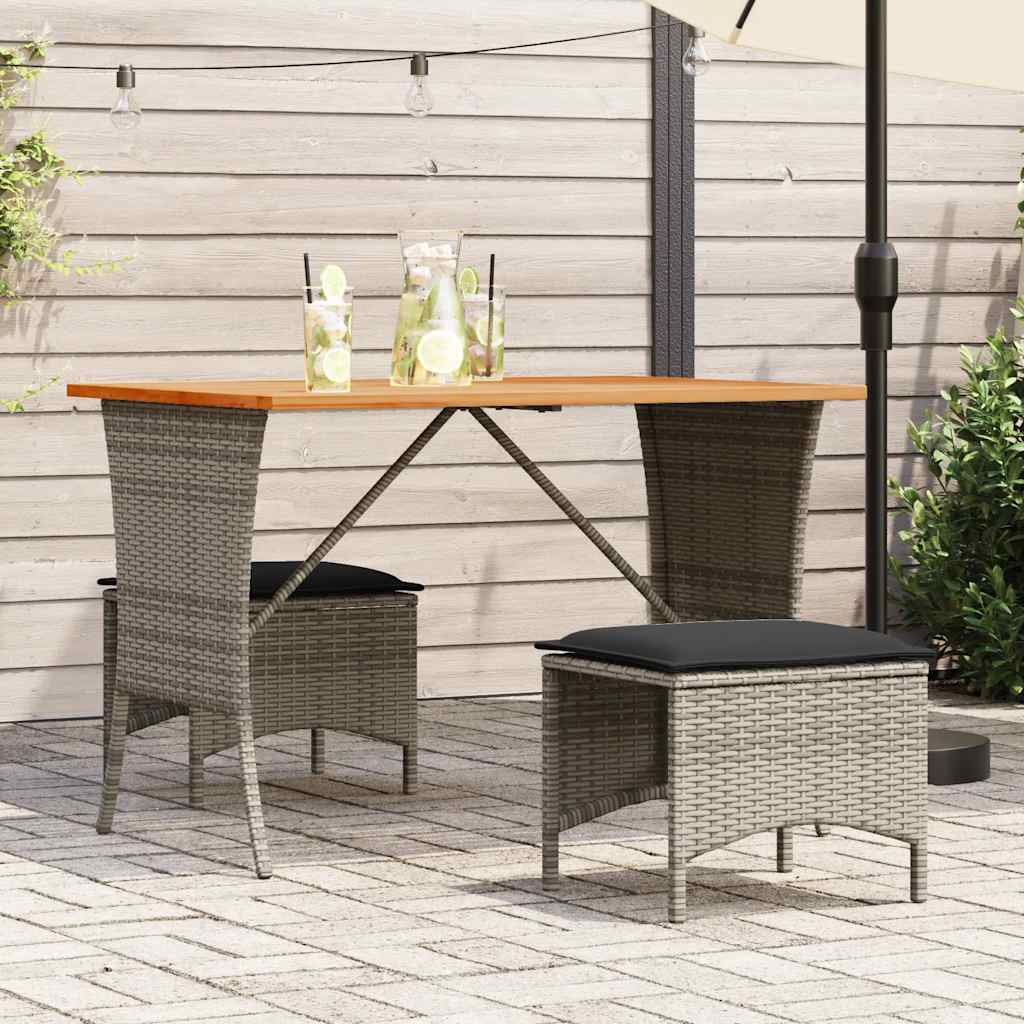 Outdoor Table Garden Acacia Wood Top 105X75X72 Cm Poly Rattan beige black grey 1