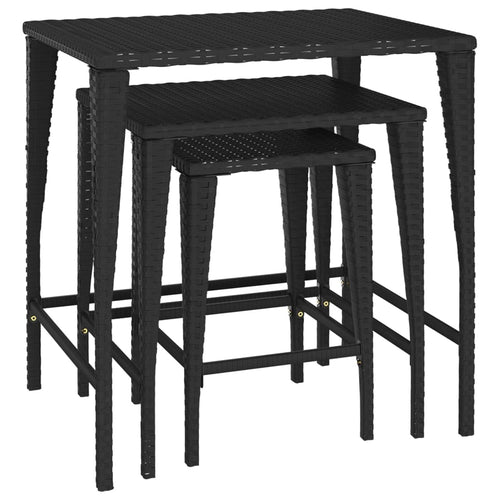 Garden Nesting Tables 3 Pcs Poly Rattan