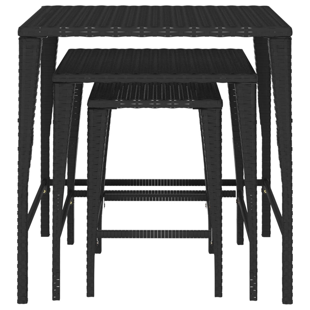 Garden Nesting Tables 3 Pcs Poly Rattan