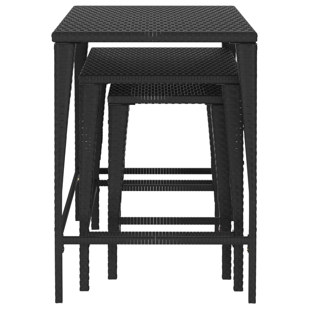 Garden Nesting Tables 3 Pcs Poly Rattan
