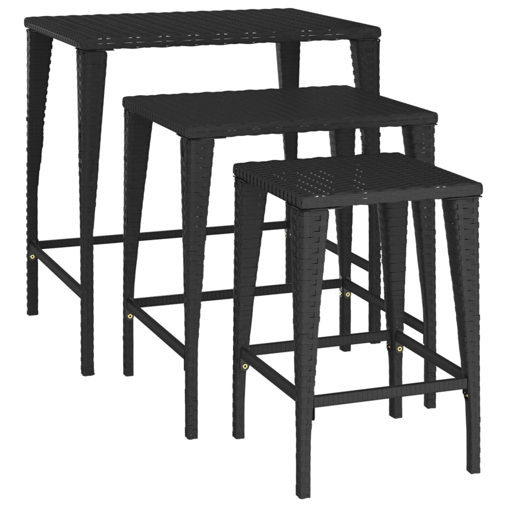 Garden Nesting Tables 3 Pcs Poly Rattan