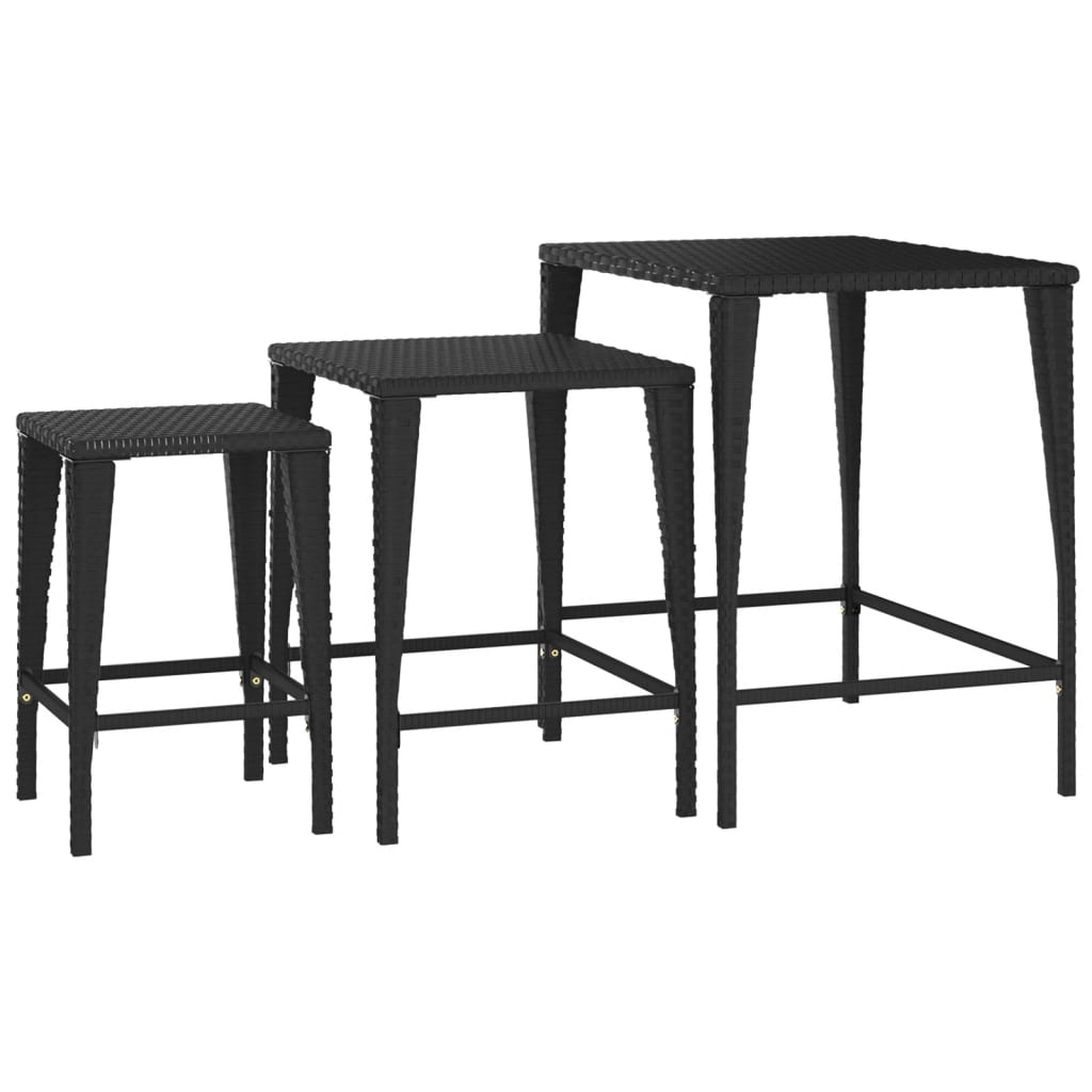 Garden Nesting Tables 3 Pcs Poly Rattan