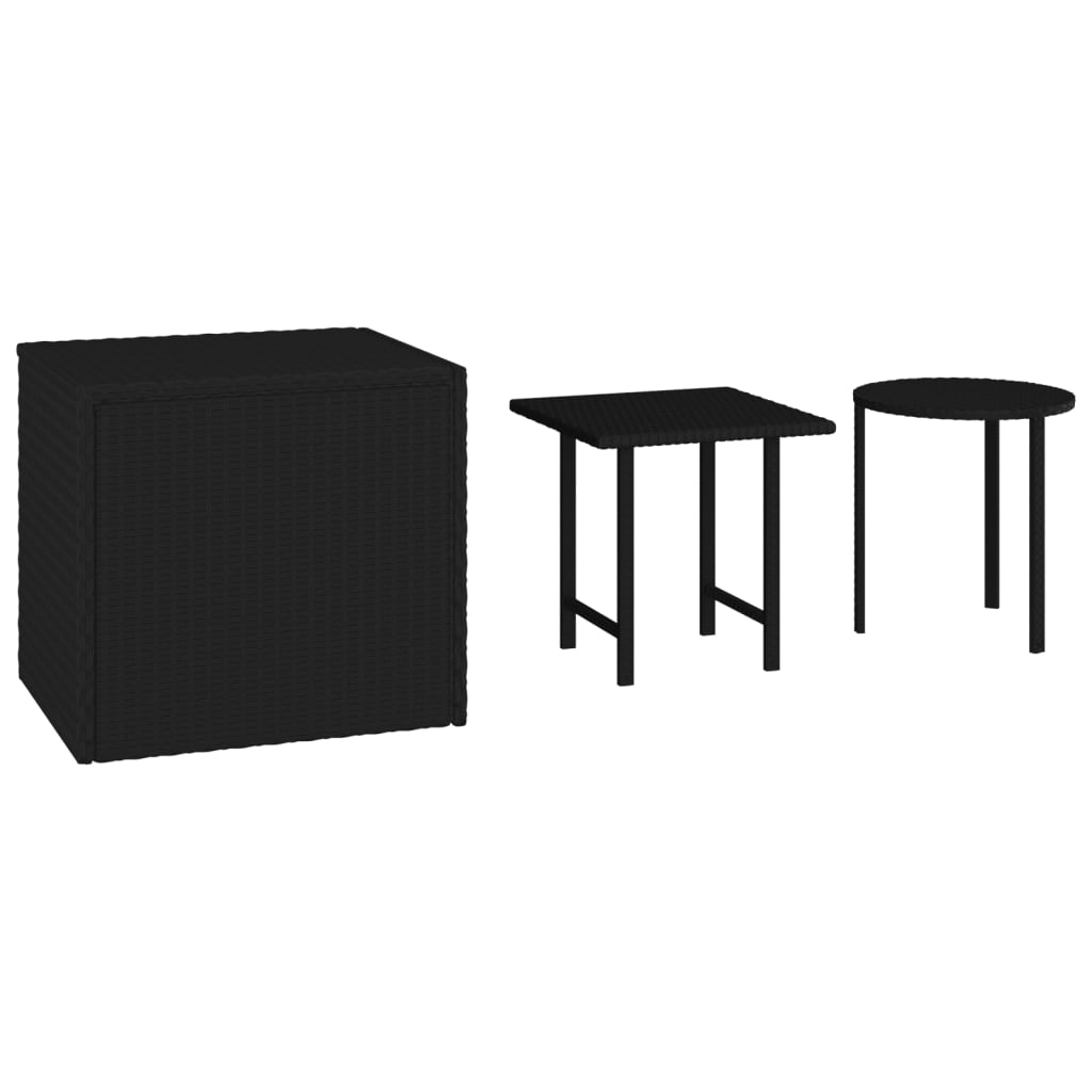 Garden Side Tables 3 Pcs Poly Rattan