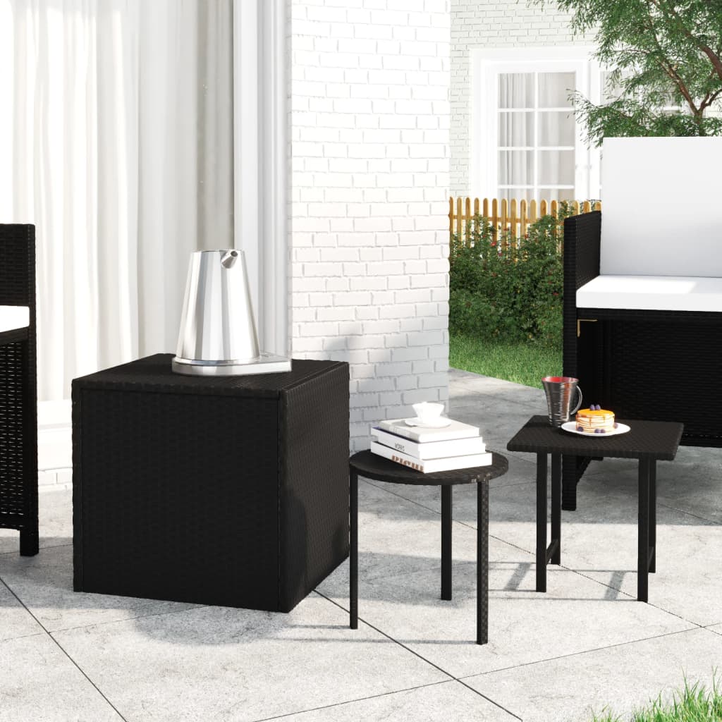 Garden Side Tables 3 Pcs Poly Rattan