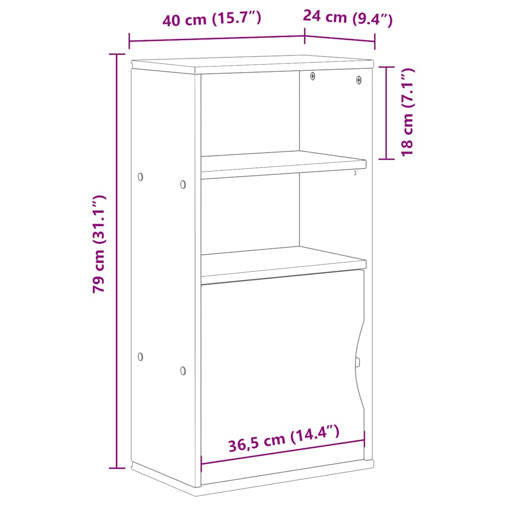 Side Cabinet Odda 40X24X79 Cm Solid Wood Pine