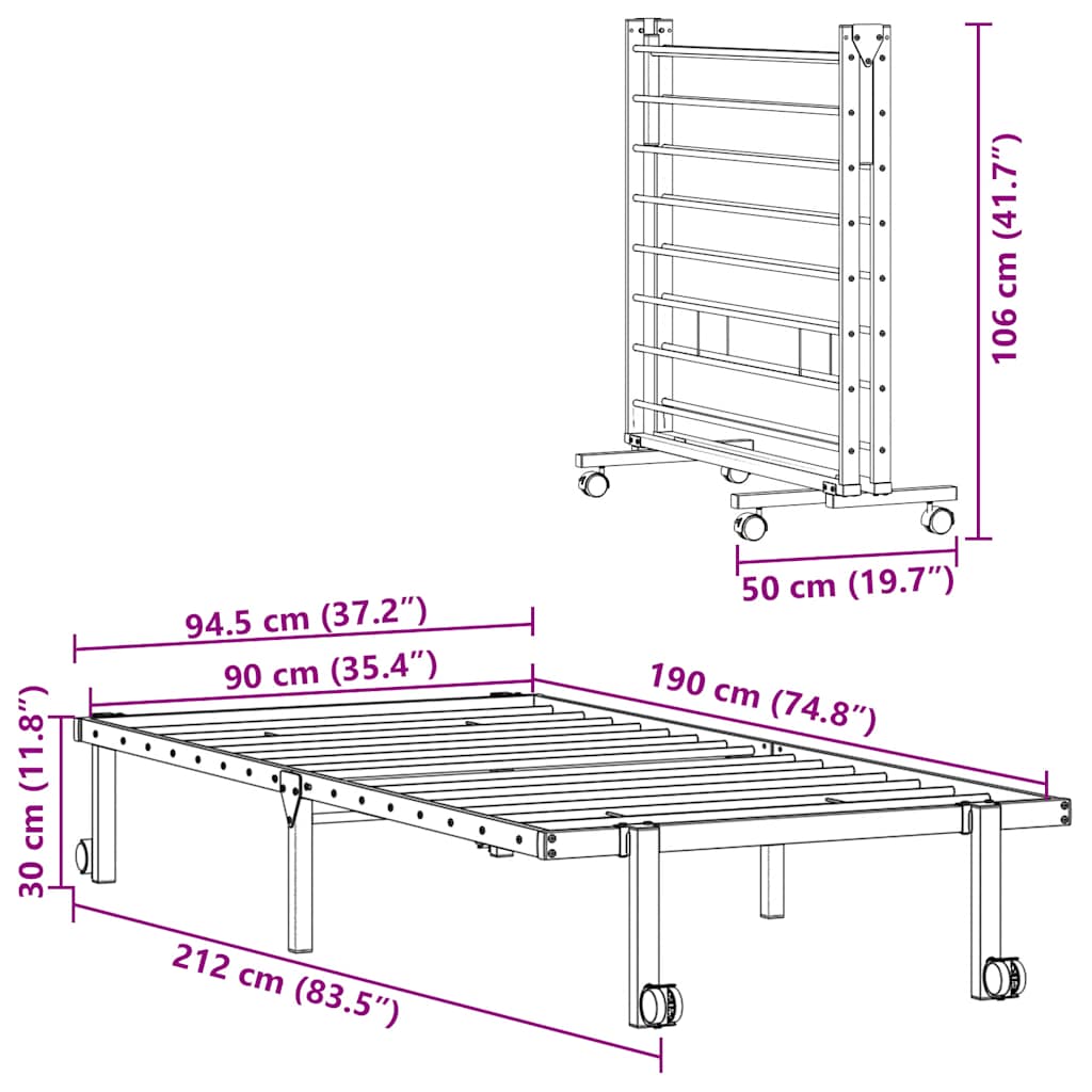 Bed Frame Without Mattress Foldable Steel