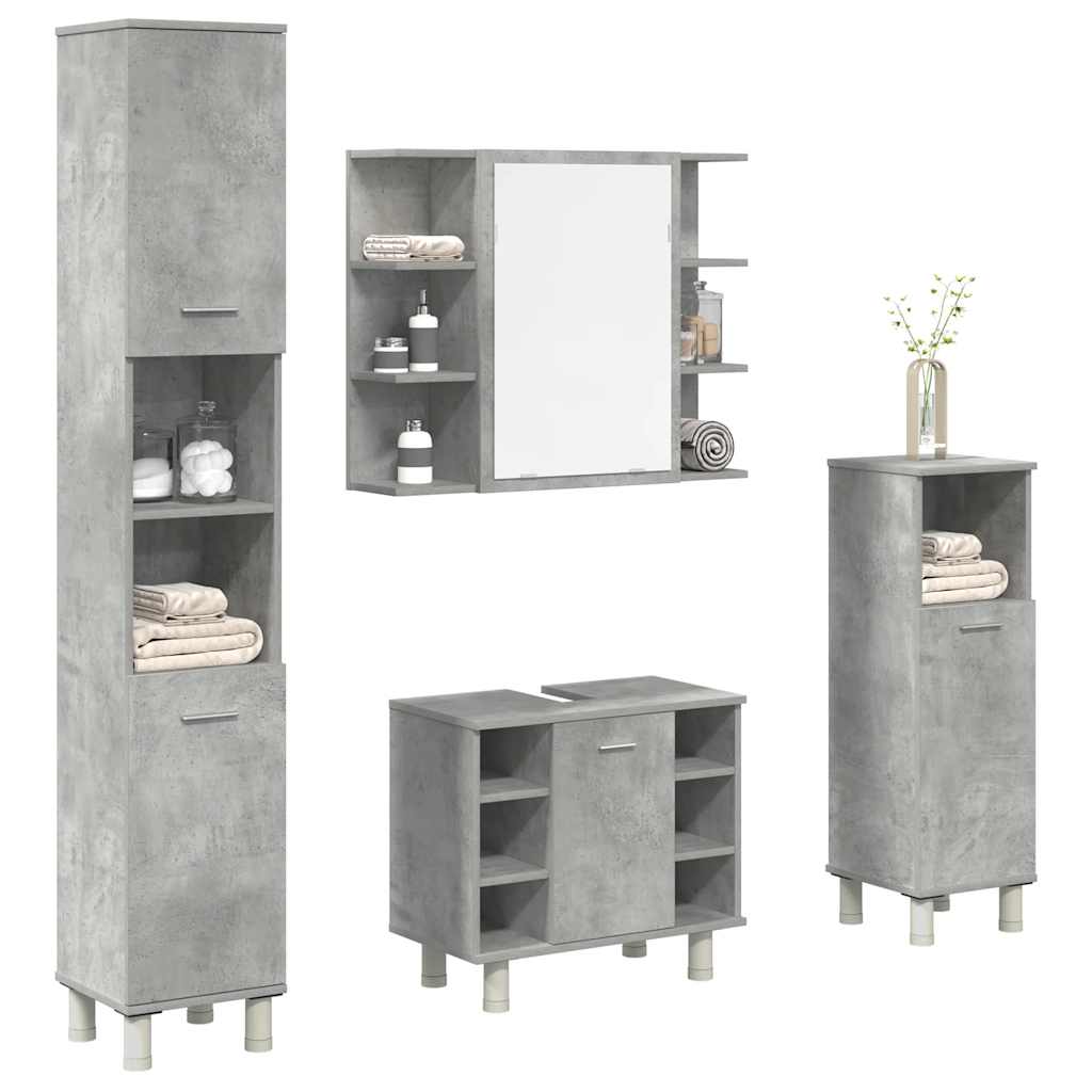4 Piece Bathroom Furniture Set Engineered Wood