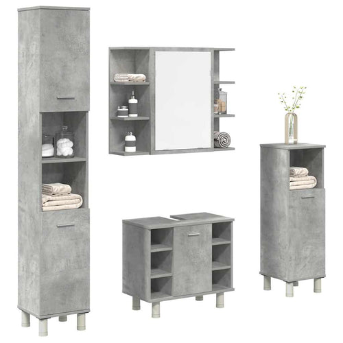 4 Piece Bathroom Furniture Set Engineered Wood