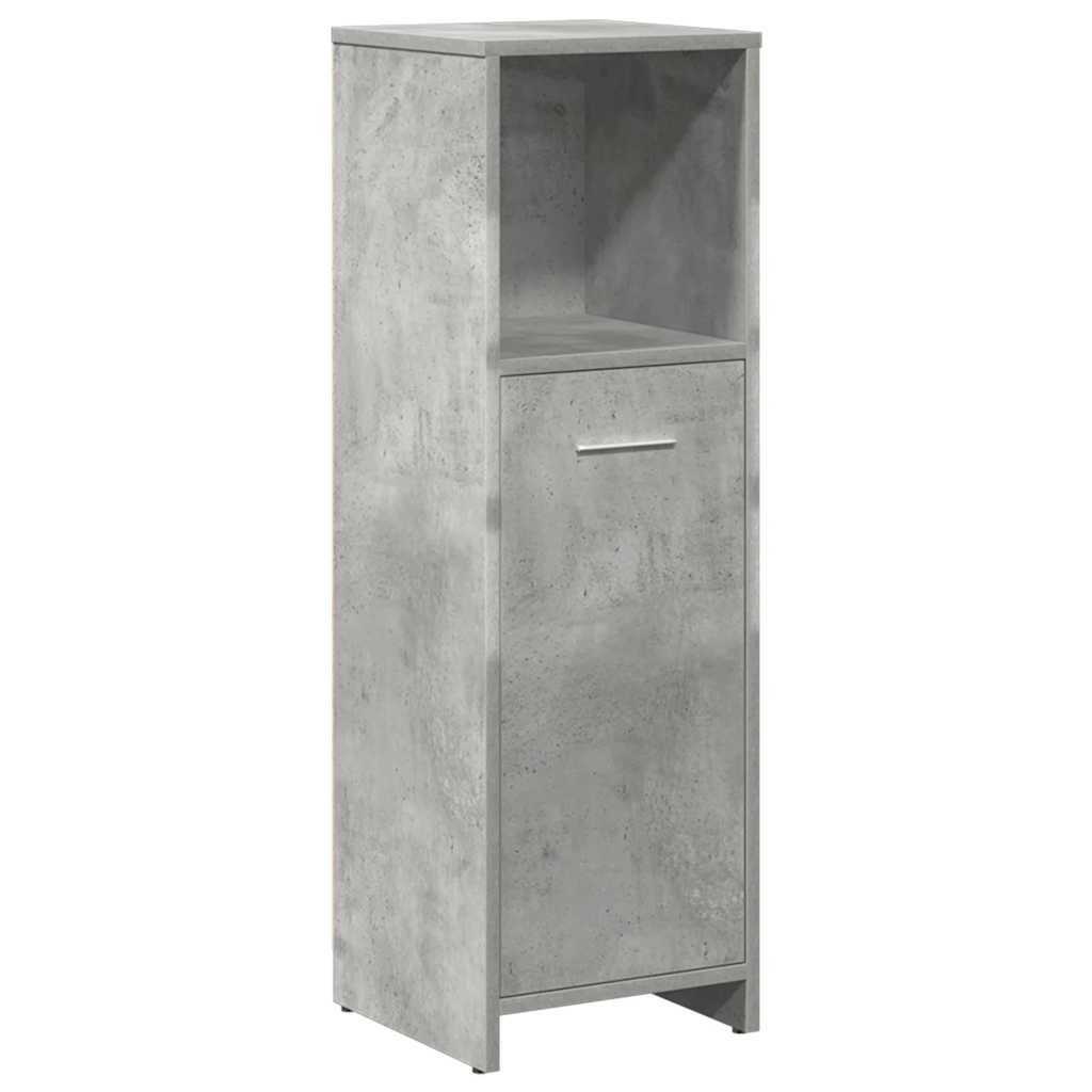 Bathroom Furniture Set 3 Piece Engineered Wood Concrete grey glass 60 cm