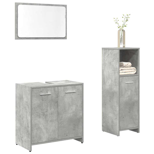 3 Piece Bathroom Furniture Set Engineered Wood