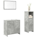 Bathroom Furniture Set 3 Piece Engineered Wood Concrete grey glass 60 cm
