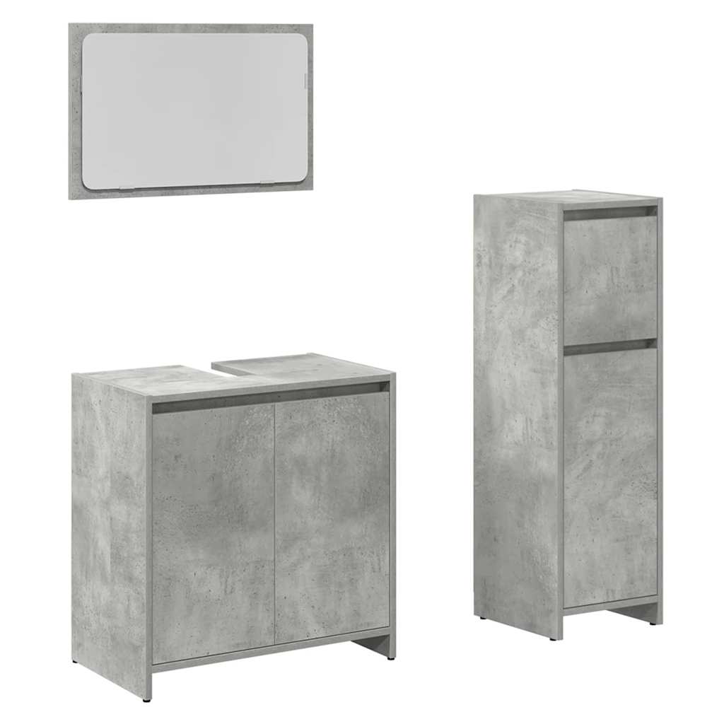 Bathroom Furniture Set 3 Piece Engineered Wood concrete grey sonoma oak glass 30