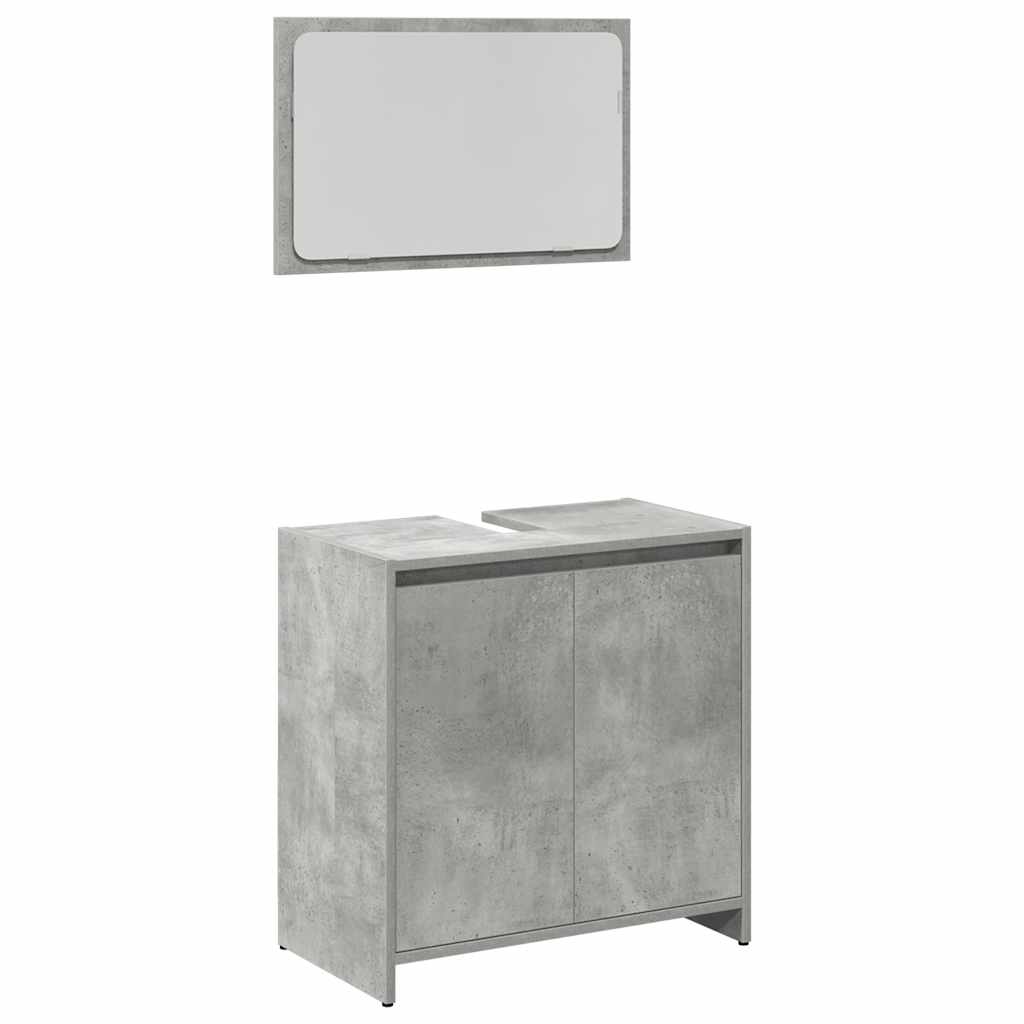 Bathroom Furniture Set 3 Piece Engineered Wood Concrete Grey Sonoma Oak Glass 30
