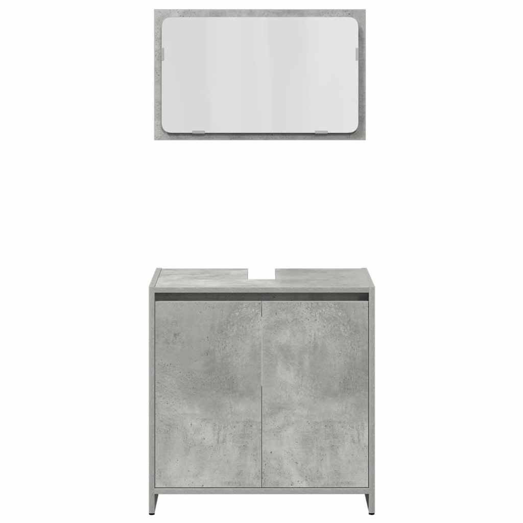 Bathroom Furniture Set 3 Piece Engineered Wood Concrete Grey Sonoma Oak Glass 30