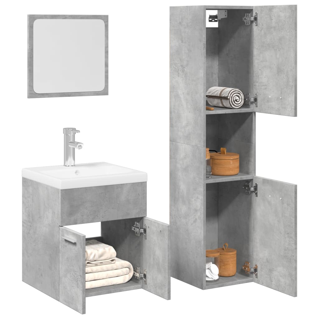 Bathroom Furniture Set 3 Pcs Engineered Wood