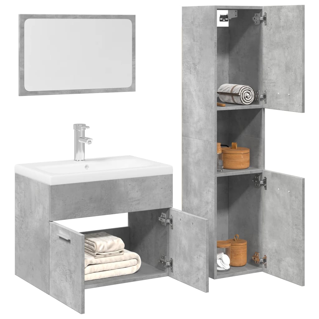 Bathroom Furniture Set 3 Pcs Engineered Wood