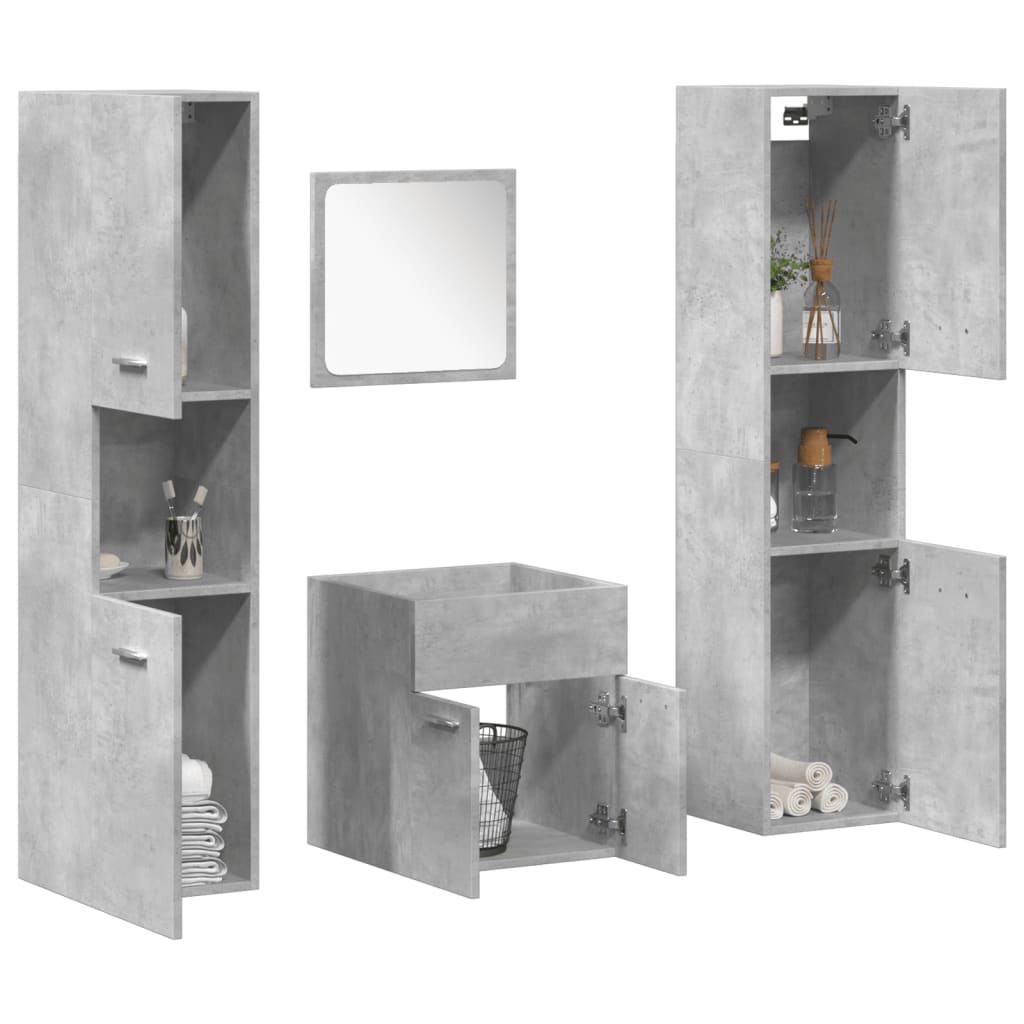 Bathroom Furniture Set 4 Pcs Engineered Wood