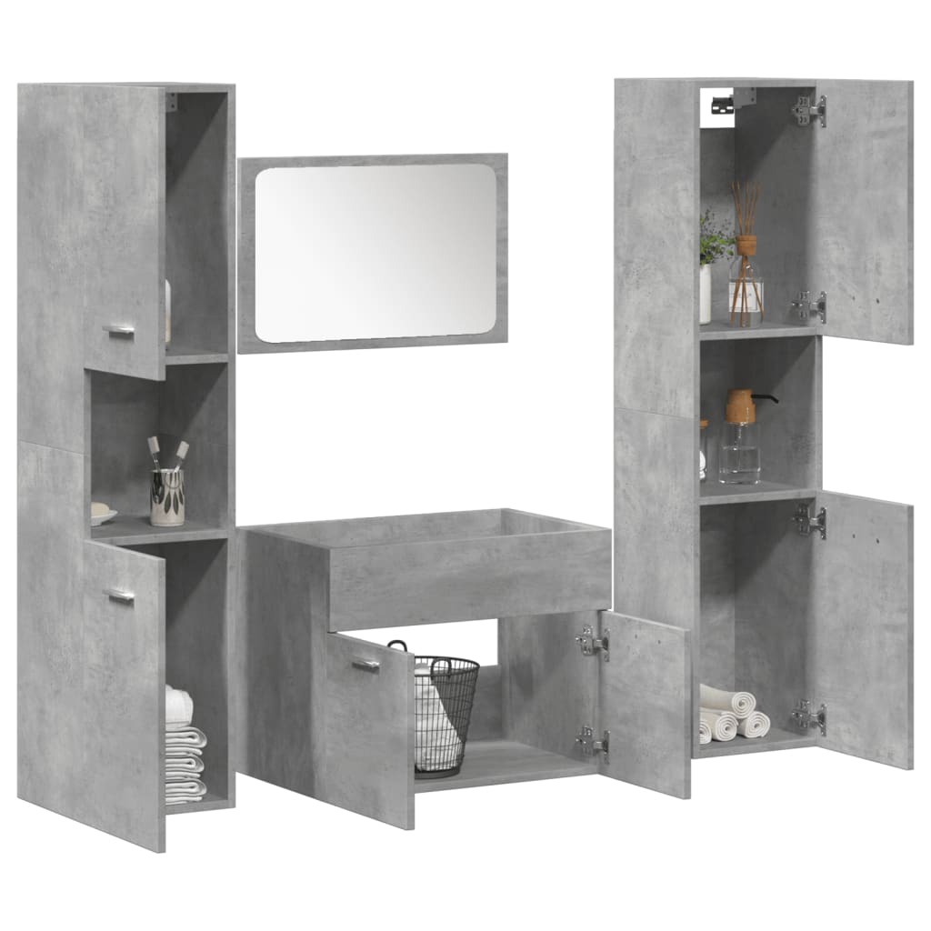 Bathroom Furniture Set 4 Pcs Engineered Wood
