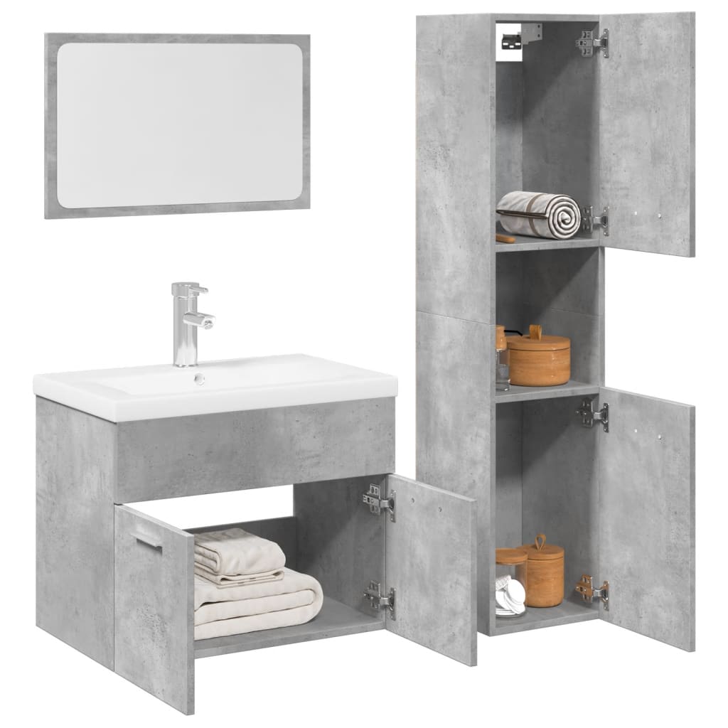 4 Piece Bathroom Furniture Set Engineered Wood