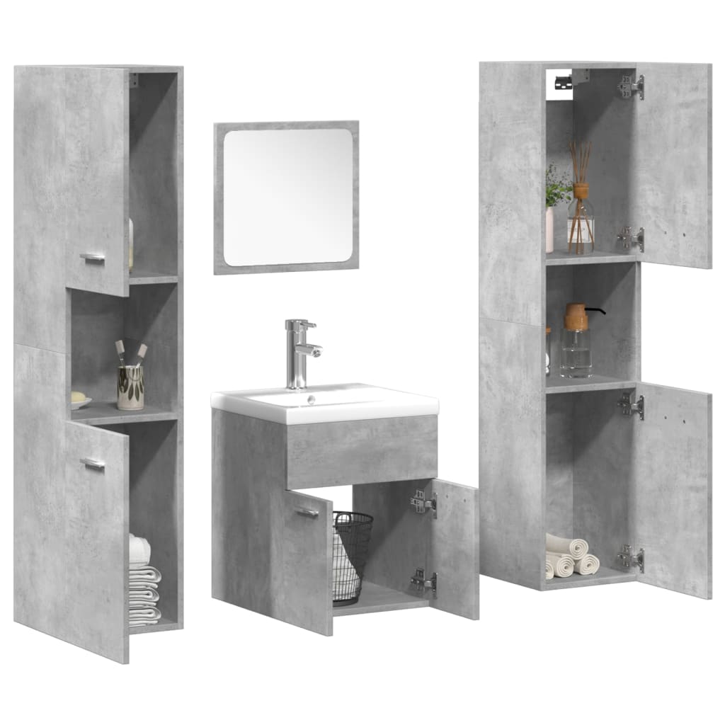 5 Piece Bathroom Furniture Set Engineered Wood