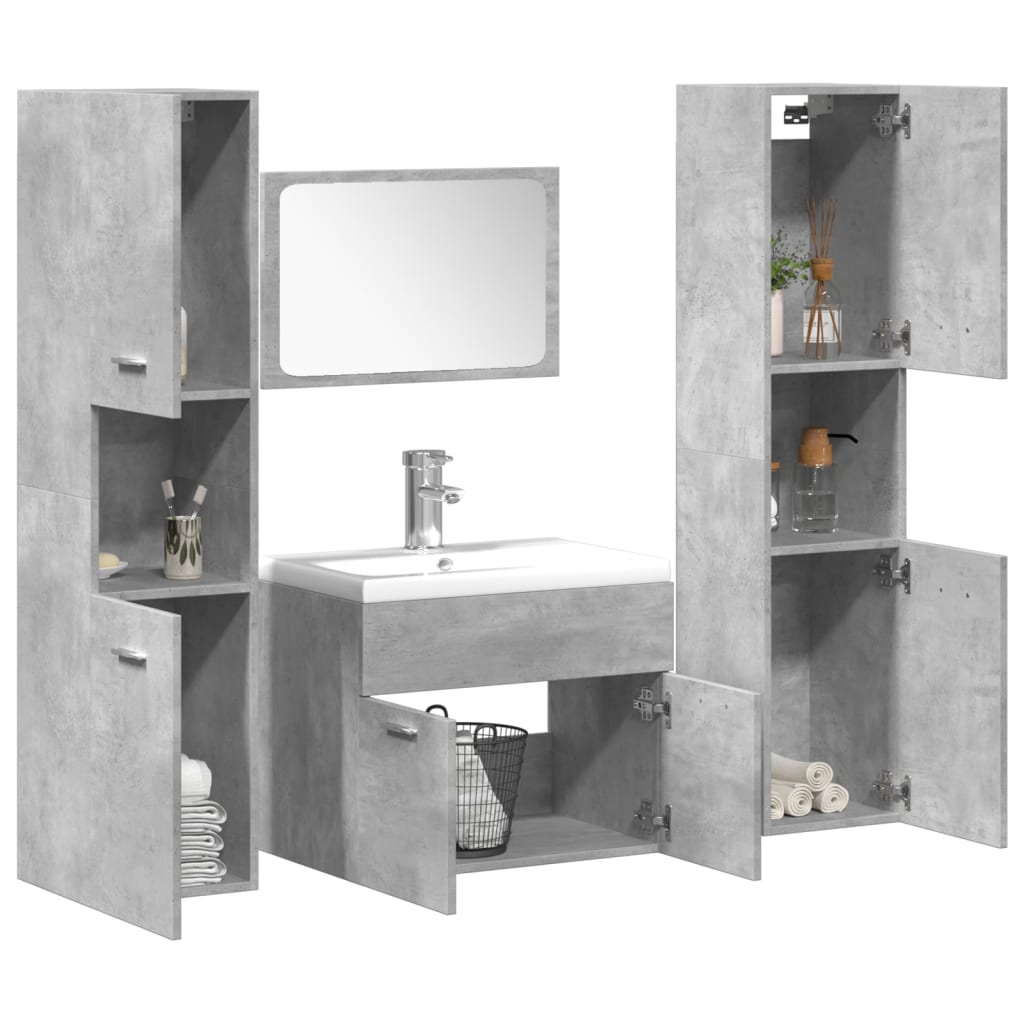 5 Piece Bathroom Furniture Set Engineered Wood