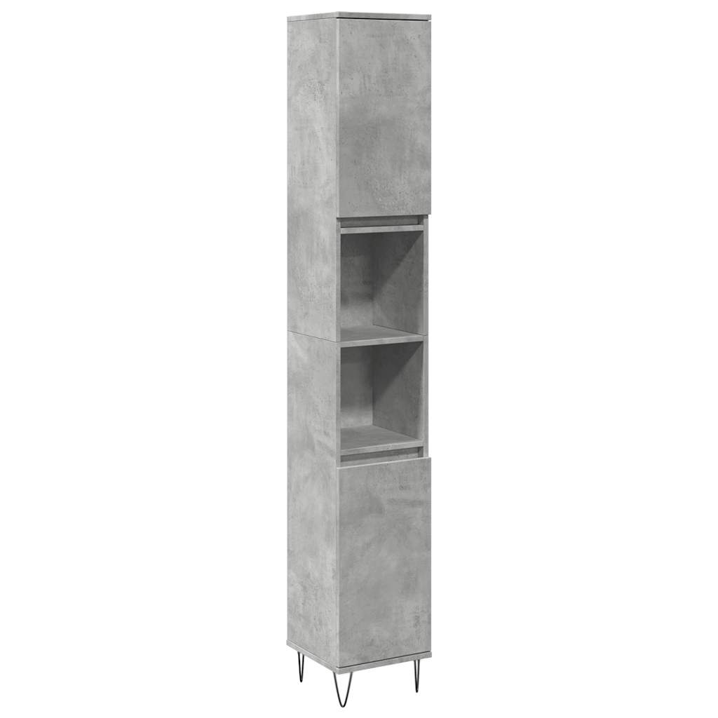 Bathroom Furniture Set 3 Piece Engineered Wood concrete grey sonoma oak iron LED