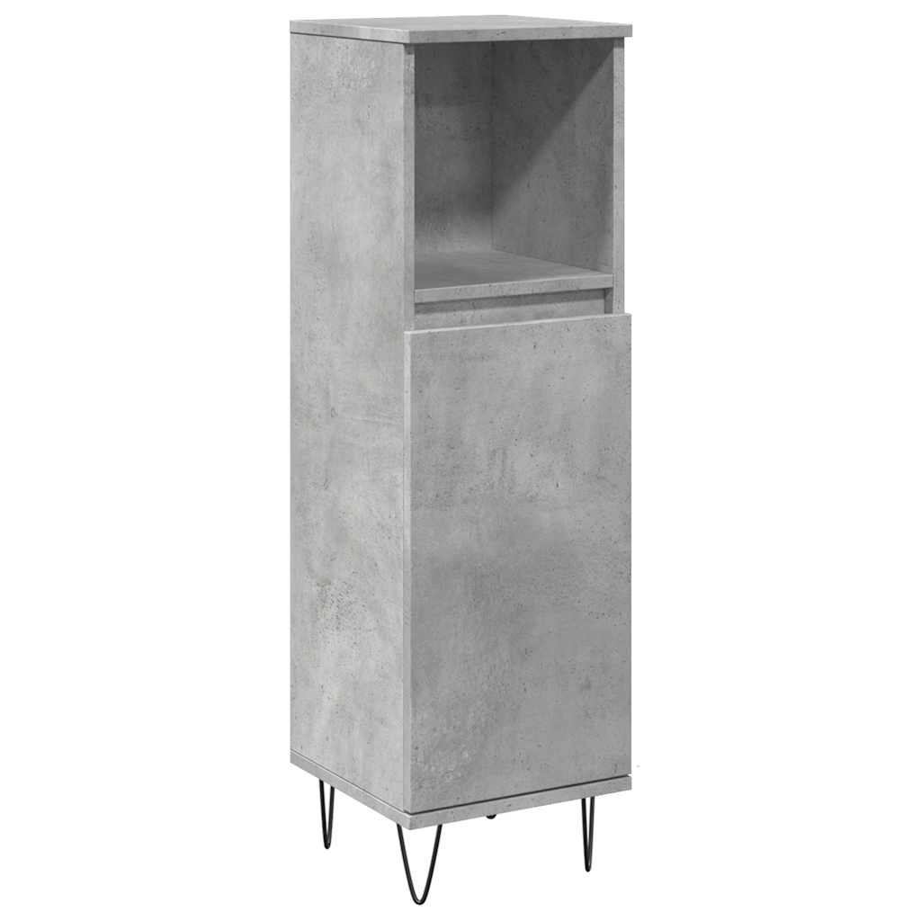 Bathroom Furniture Set 3 Piece Engineered Wood concrete grey sonoma oak iron LED