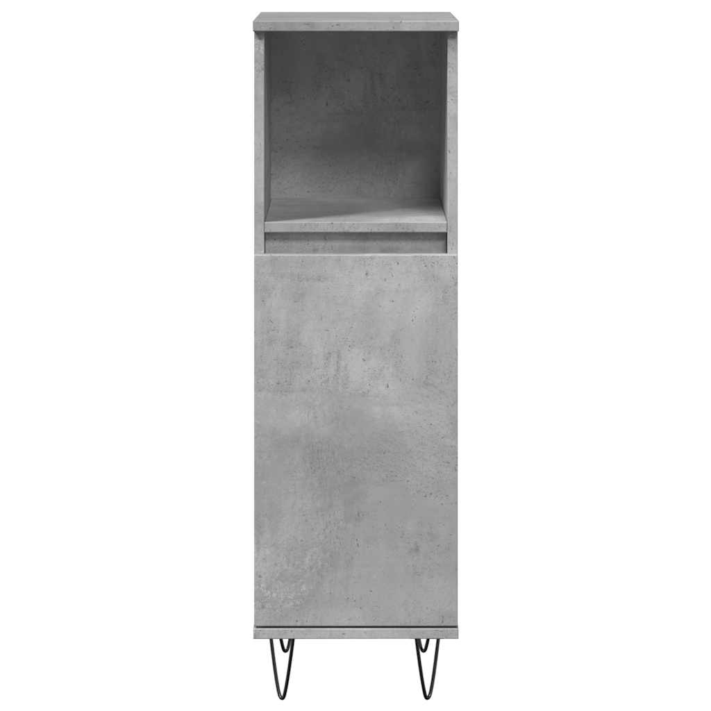 Bathroom Furniture Set 3 Piece Engineered Wood concrete grey sonoma oak iron LED