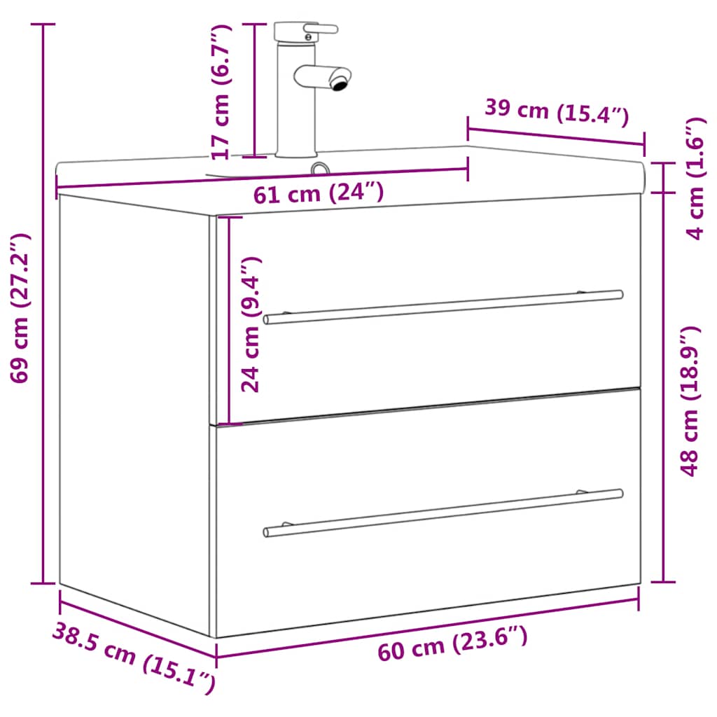 2 Piece Bathroom Furniture Set Engineered Wood