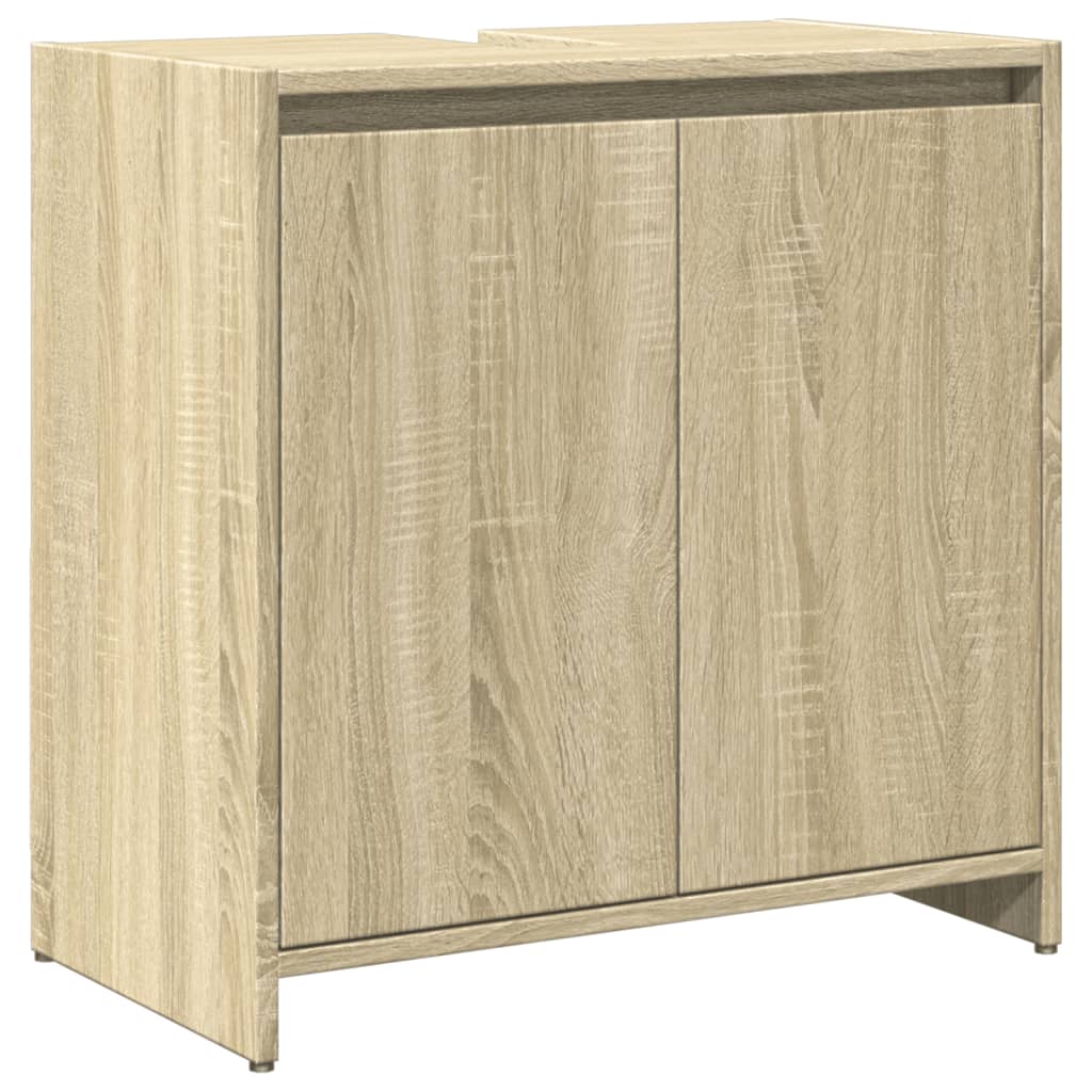 Bathroom Furniture Set 3 Piece Engineered Wood concrete grey sonoma oak glass 30