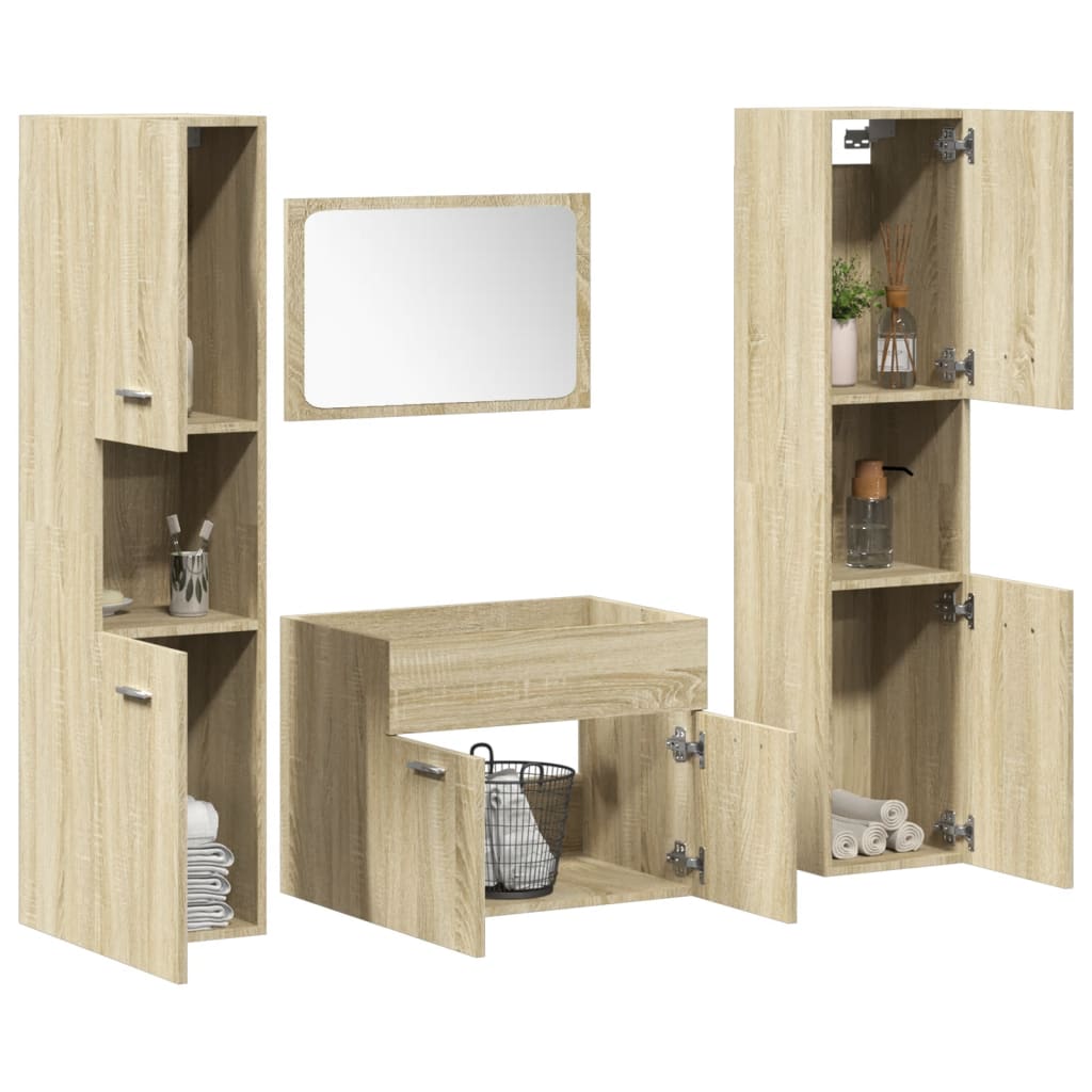 Bathroom Furniture Set 4 Pcs Engineered Wood