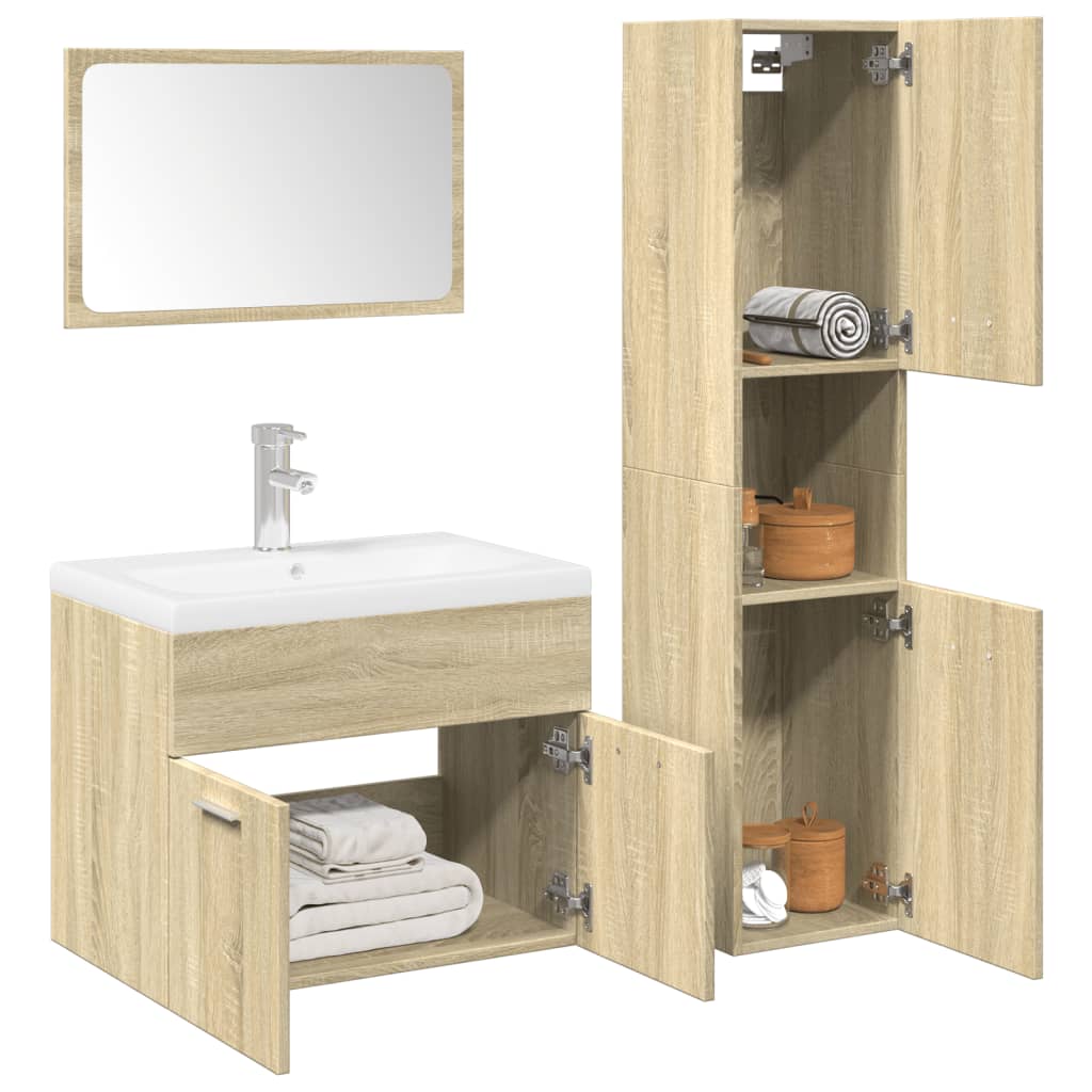 4 Piece Bathroom Furniture Set Engineered Wood