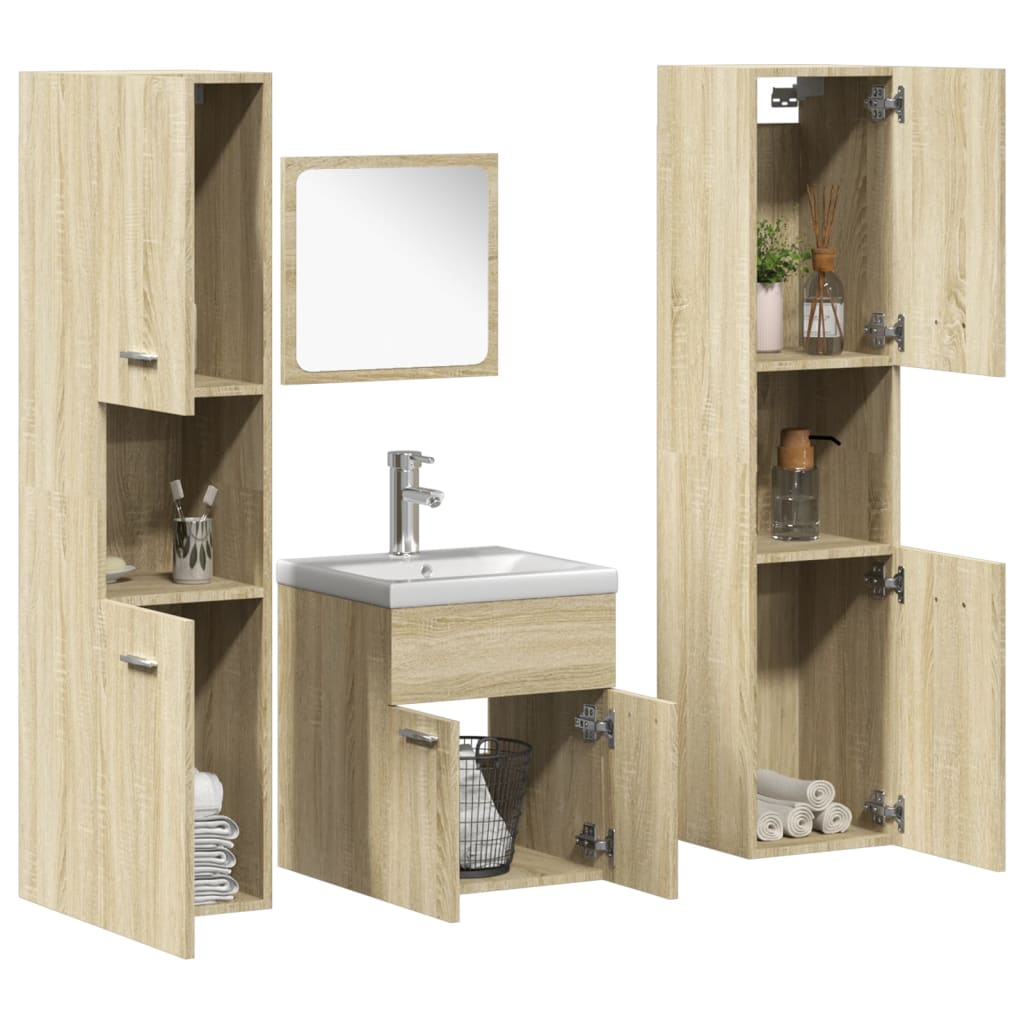 5 Piece Bathroom Furniture Set Engineered Wood