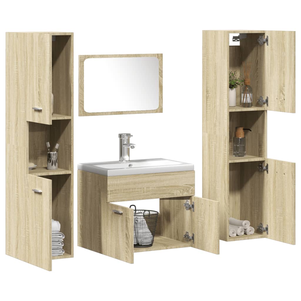 5 Piece Bathroom Furniture Set Engineered Wood