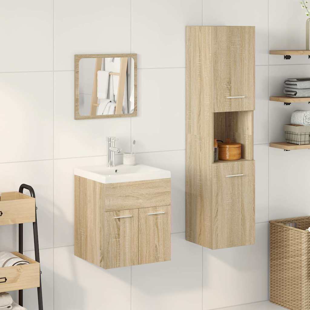 4 Piece Bathroom Furniture Set Engineered Wood