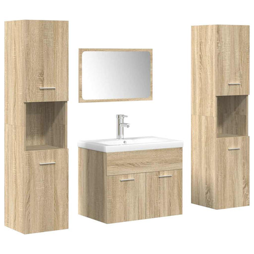 5 Piece Bathroom Furniture Set Engineered Wood