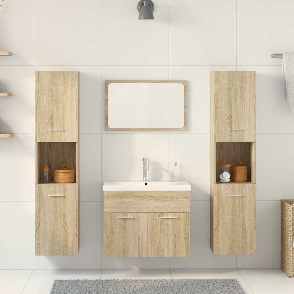 5 Piece Bathroom Furniture Set Engineered Wood