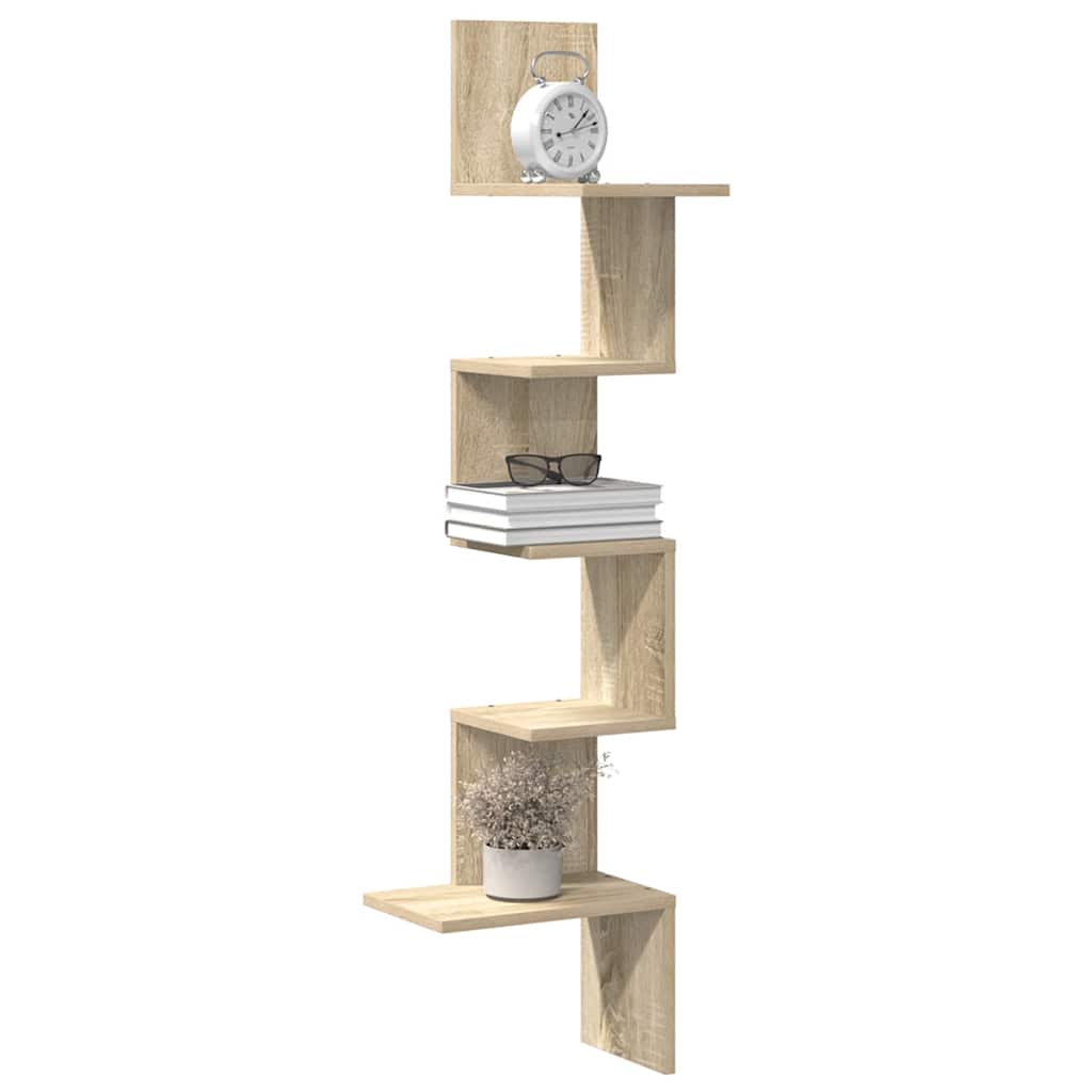 Wall Corner Shelf 32X32X127,5 Cm Engineered Wood