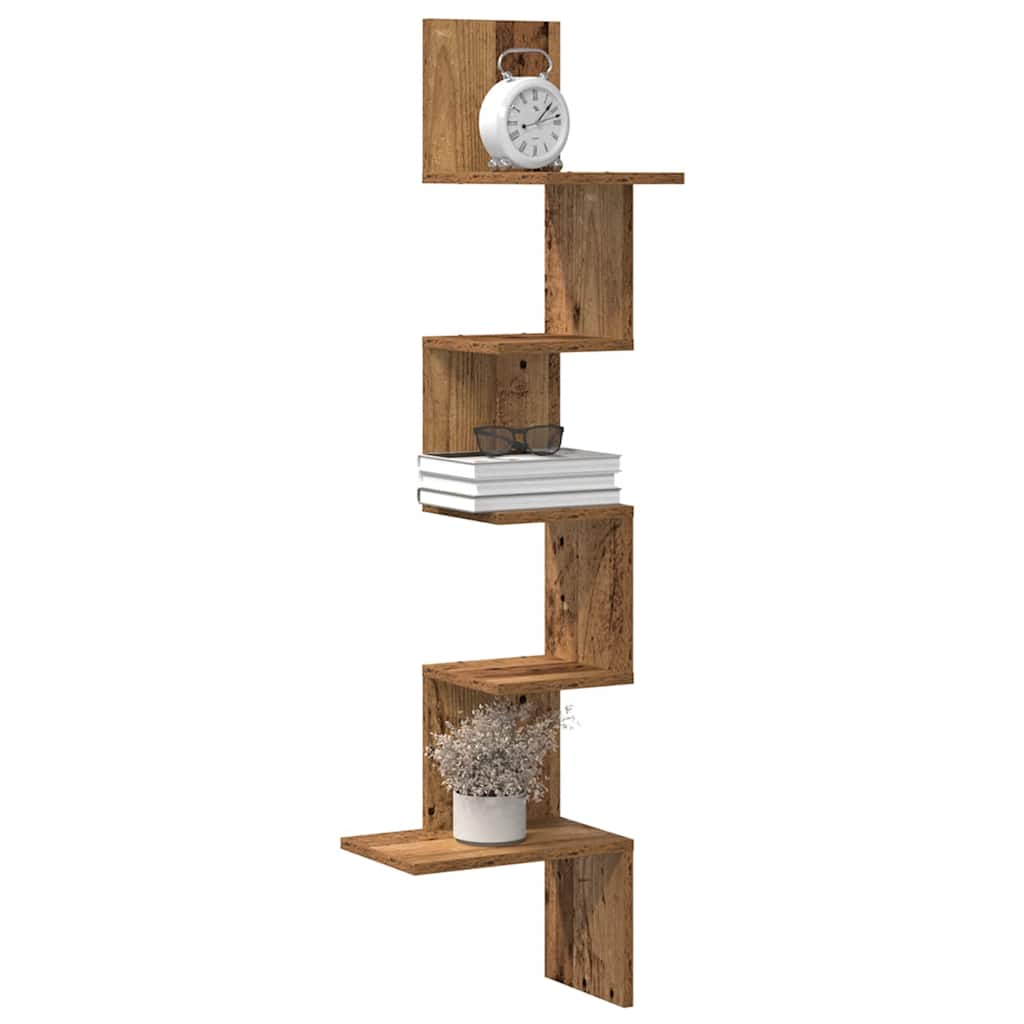 Wall Corner Shelf 32X32X127,5 Cm Engineered Wood