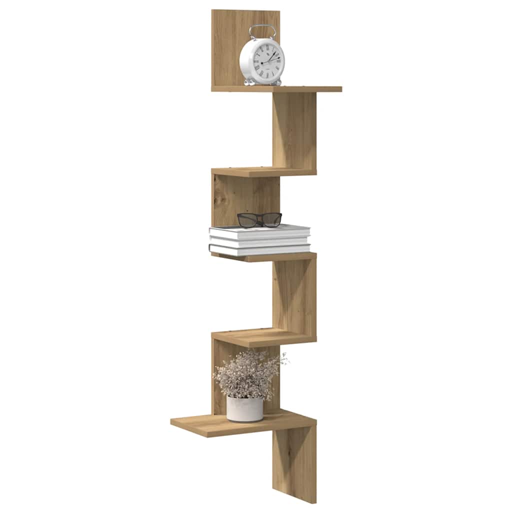 Wall Corner Shelf 32X32X127,5 Cm Engineered Wood