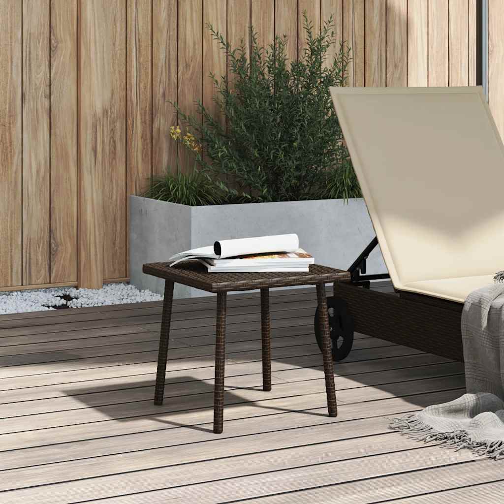 Outdoor Table Garden Coffee Rectangular Poly Rattan Grey Light Grey Brown Beige