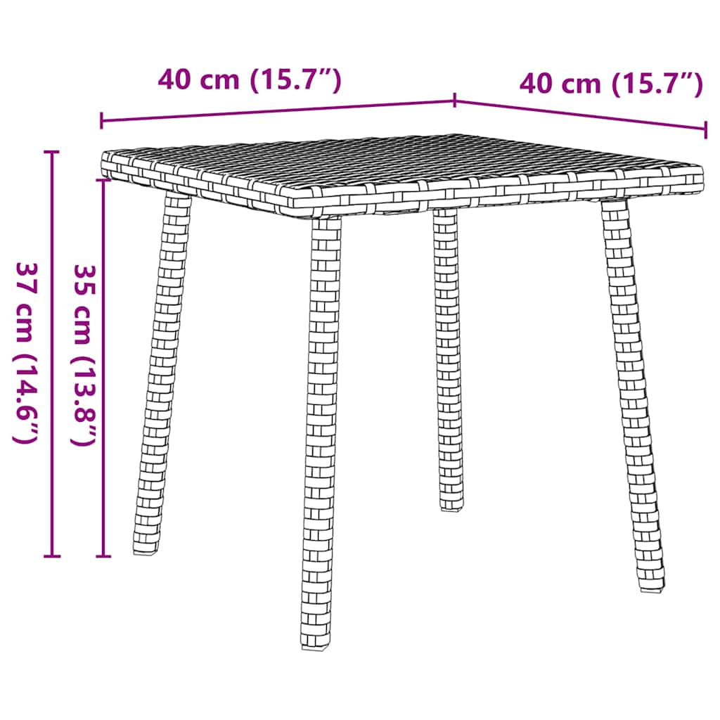 Outdoor Table Garden Coffee Rectangular Poly Rattan Grey Light Grey Brown Beige