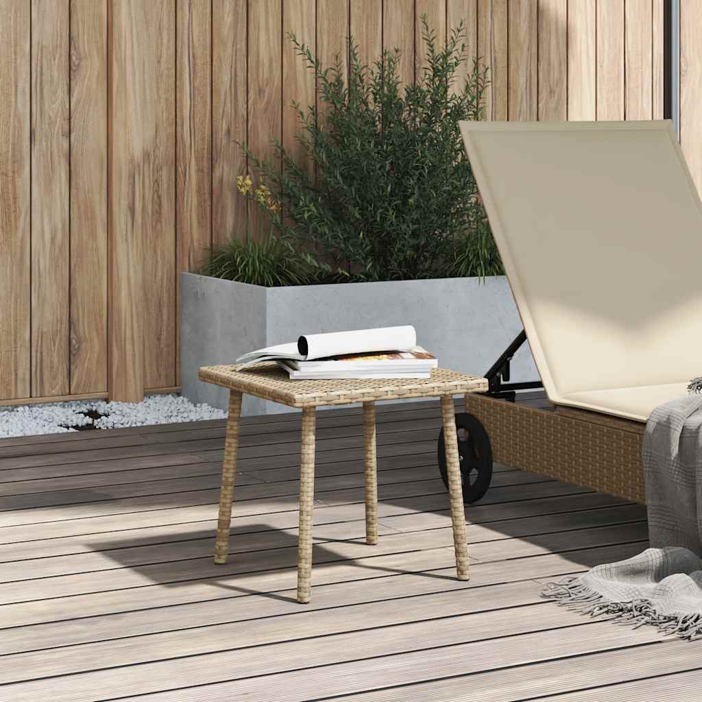 Outdoor Table Garden Coffee Rectangular Poly Rattan Grey Light Grey Brown Beige