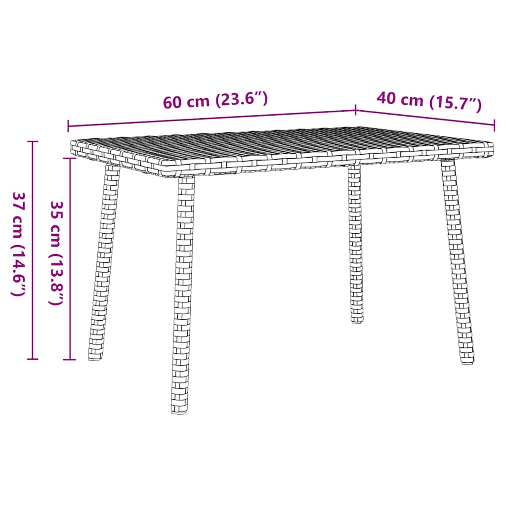 Garden Coffee Table Rectangular Poly Rattan