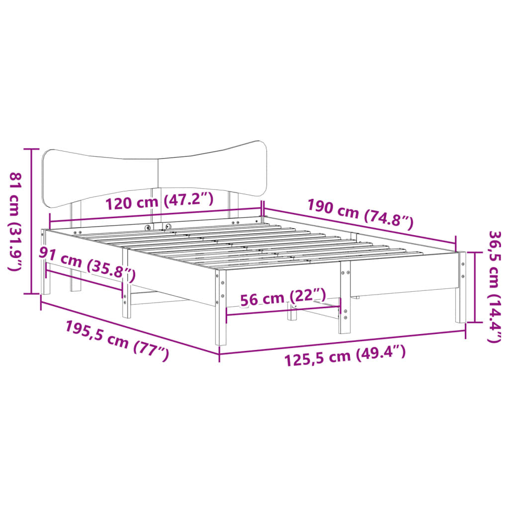 Bed Frame Without Mattress Small Double Solid Wood Pine