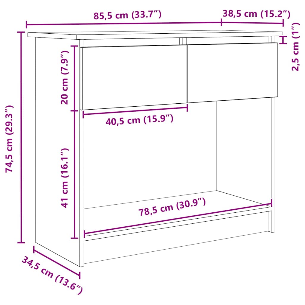 Console Table With Drawers 85.5X38.5X74.5 Cm