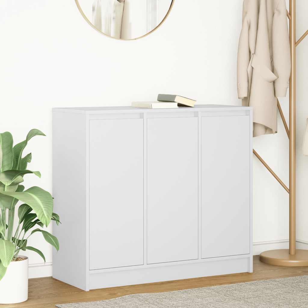 Sideboard Engineered Wood Storage Cabinet 85X34X76Cm Living Room Cupboard White