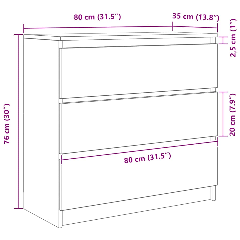 Sideboard 80X35X76 Cm Engineered Wood