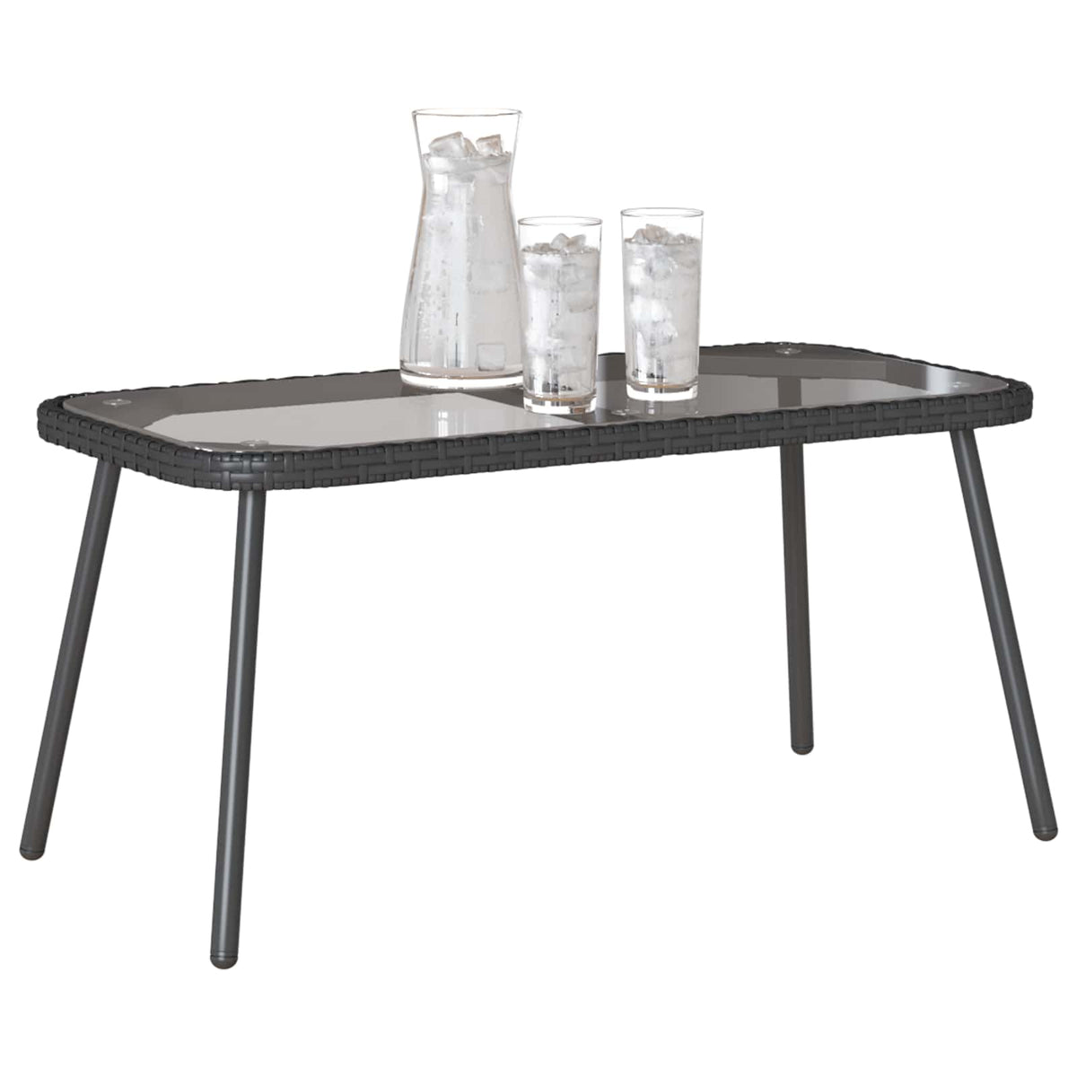 Outdoor Table Poly Rattan Coffee Garden Patio Furniture Brown 90x45cm Black 90 c